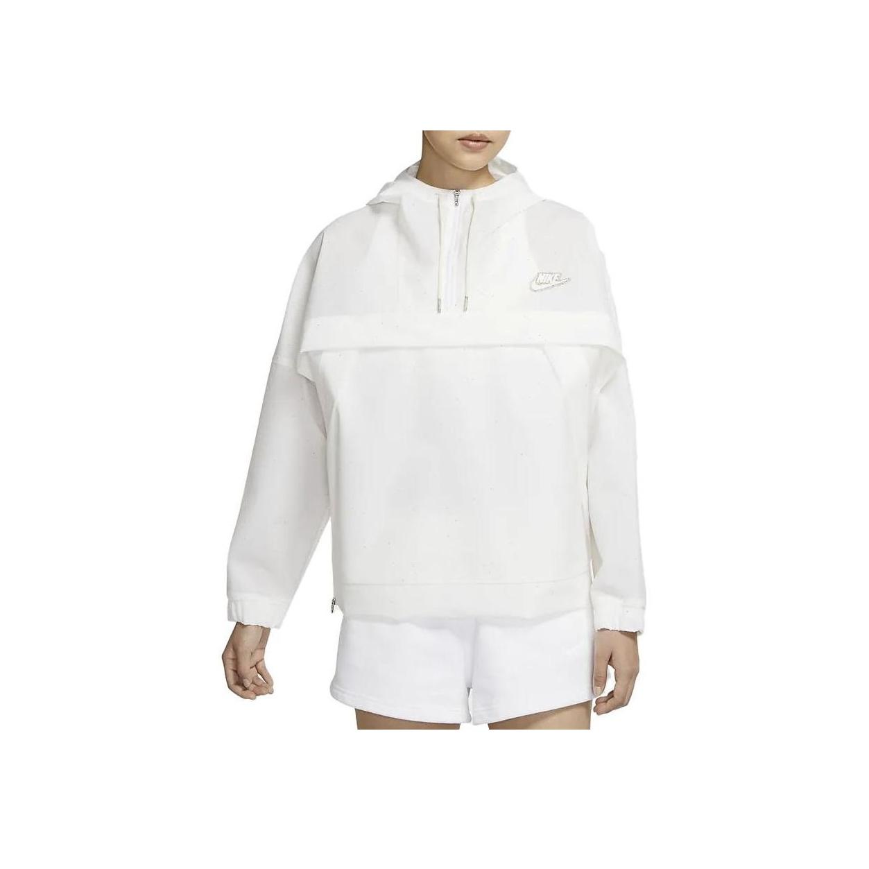 Nike Solid Color Hooded Pullover Long Sleeve Jacket Women jackets White DA7658-100 L