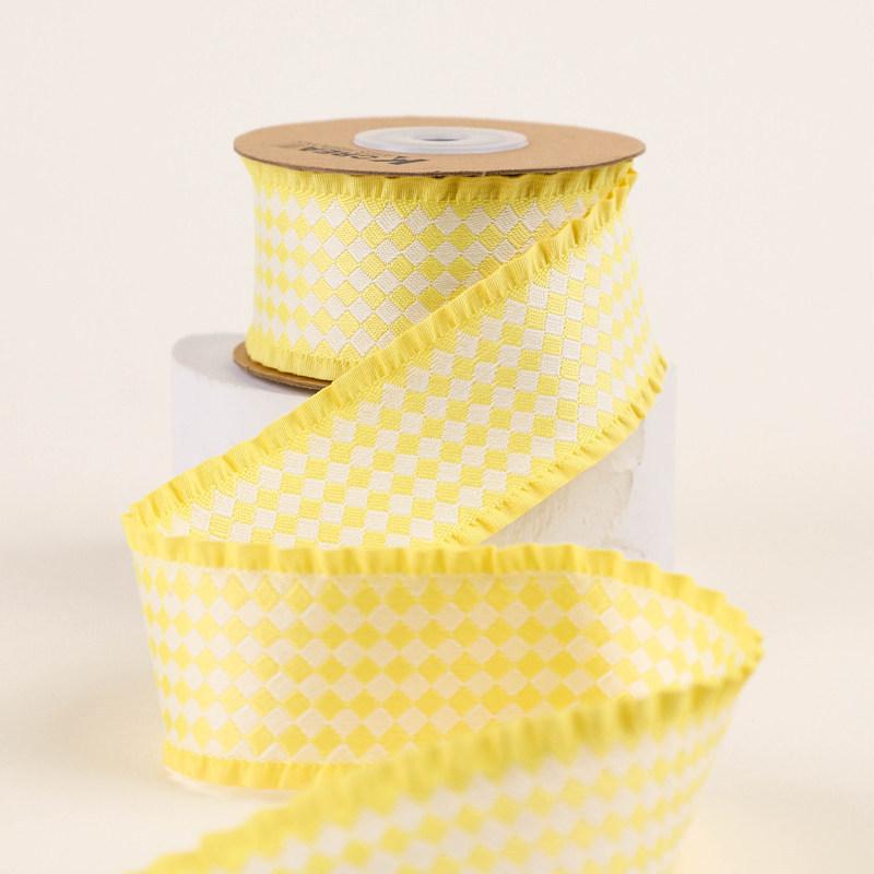 High Quality Black Border Stereo Double-Color Checked Fabric Ribbon Luxury Bow Hair Accessories and Gift Wrapping DIY Ribbon