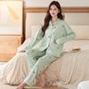 Women's Pajamas Spring and Autumn Imitation Cotton Long-sleeved Autumn New Large-size Cardigan Set Mother Loungewear