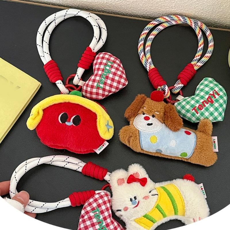 Plush Rabbit Dog Keychain Cartoon Puppy Pendant Bag Charm Lightweight Portable Accessory For Women Girls