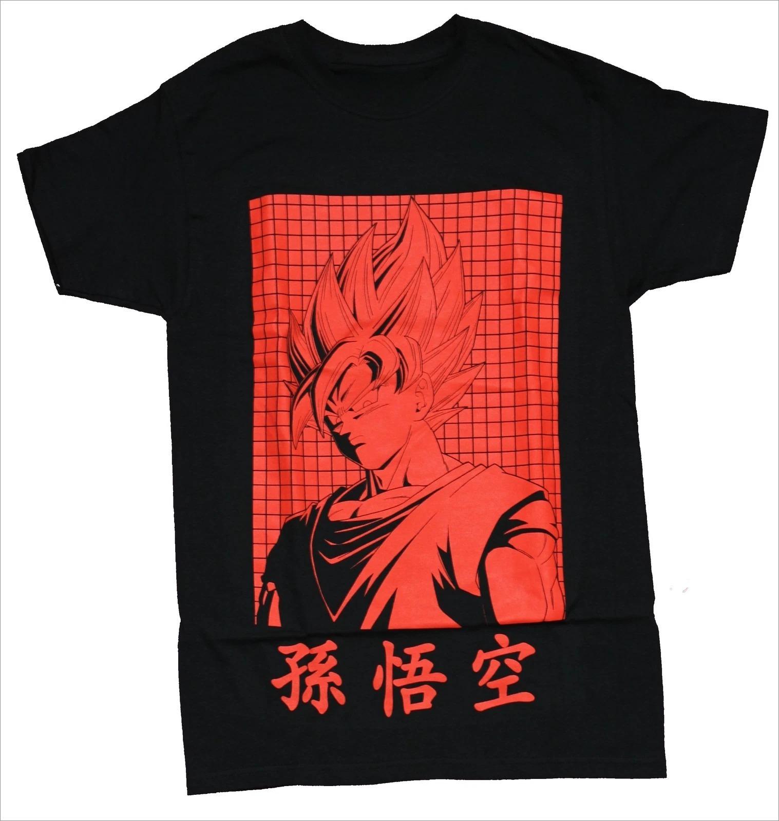 Dragon Ball Z TShirt Men Son Goku Super Saiyan Cyber Grid Anime Graphic Short Sleeve Oversized Streetwear Loose Fit Anime Tee L