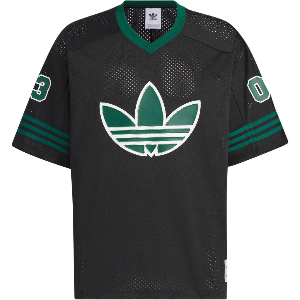 adidas Originals Retro Street Basketball V-Neck T-Shirt With Striped Logo Print Unisex Tops Black JC6803