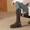 Fleece boots women's winter heightening thin boots women's knight boots thick heel retro boots women's fleece heightening