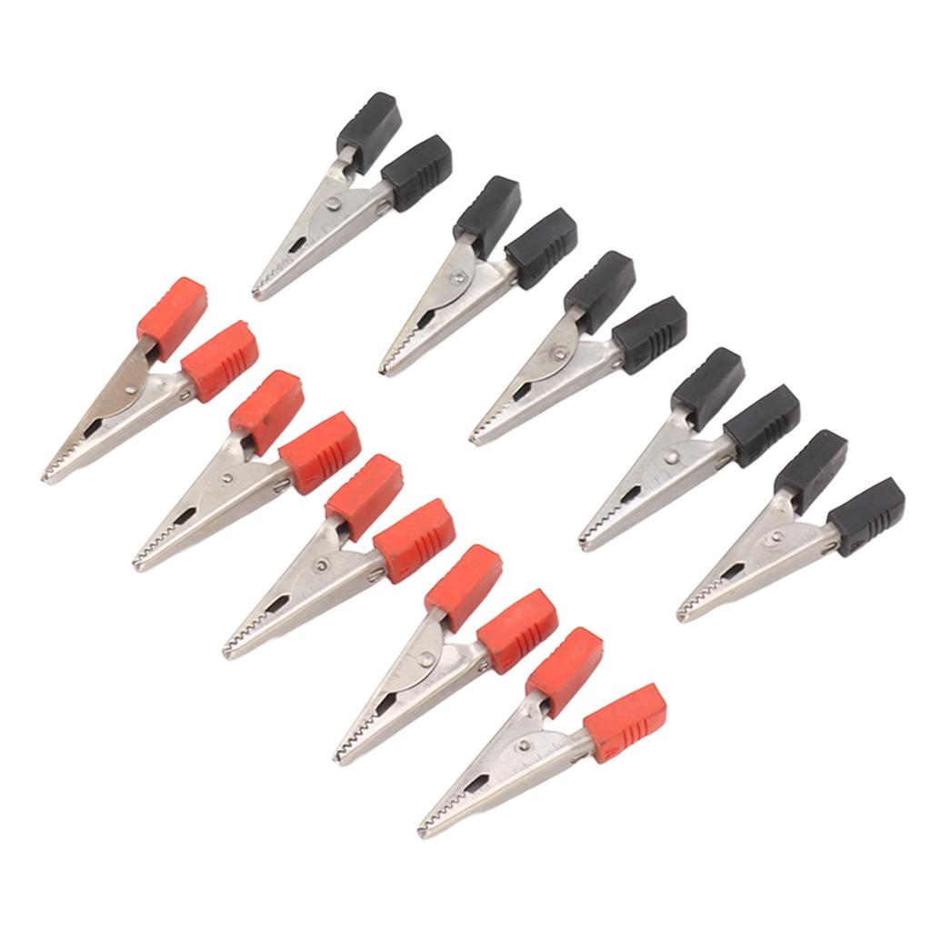 20 Pcs Crocodile Clip Red and Black 1cm Opening Electrical Test Clamp Stainless Steel Battery Cable