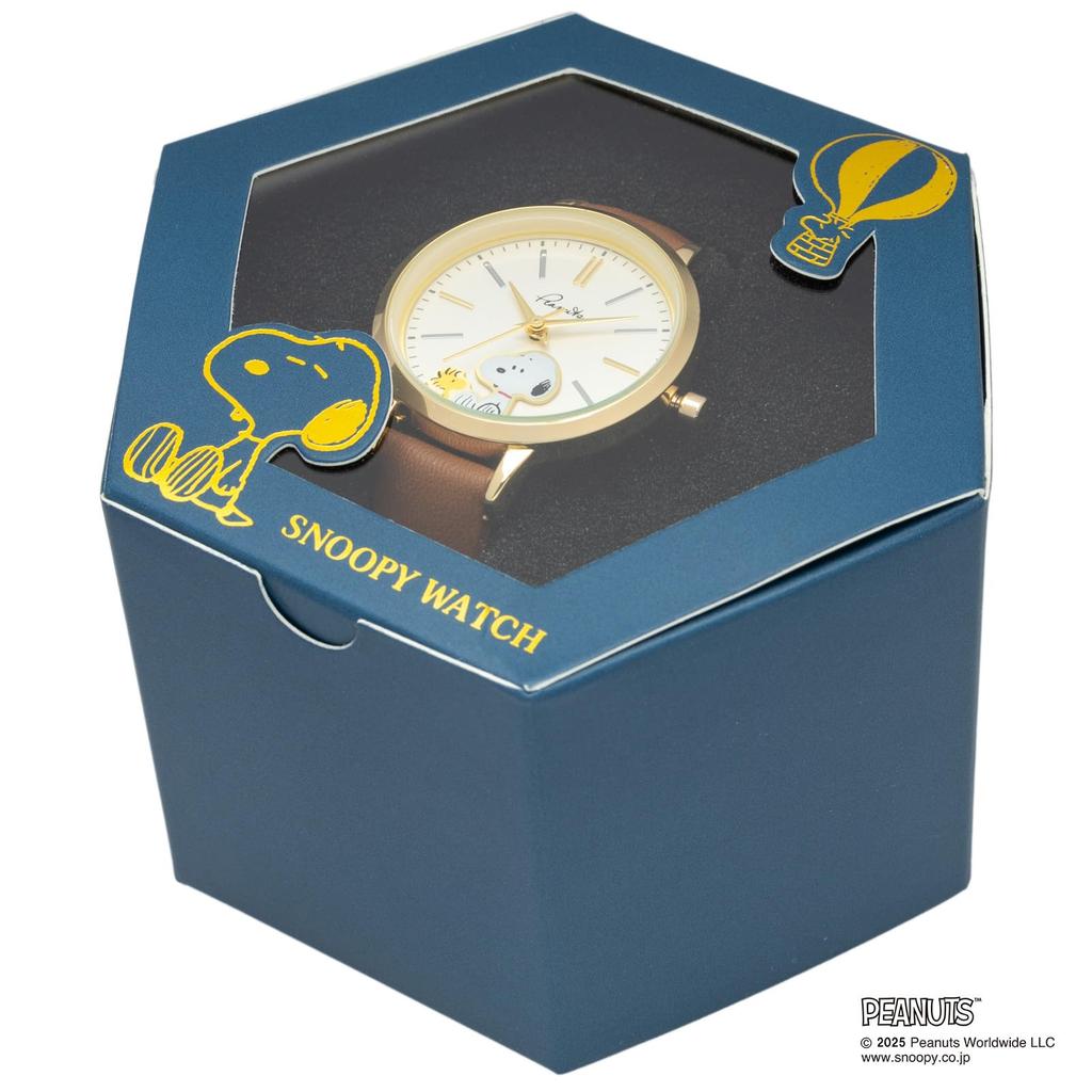 Fieldwork Analog Snoopy Klocka med Läderarmband för Kvinnor, 2-lagers G, Brun, PNT-048-3