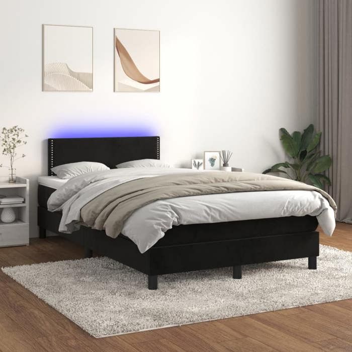 VidaXL Sommier à Lattes de Lit avec Matelas et LED, Lit Rembourré, Lit Double, Lit Adulte de Chambre à Coucher Intérieur, 3134335