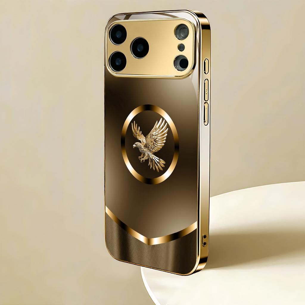 Creativity Business Eagle Luxurious High-end Phone Case Electroplated Glass PhoneCase for iPhone 17161514131211pm Pro Plus