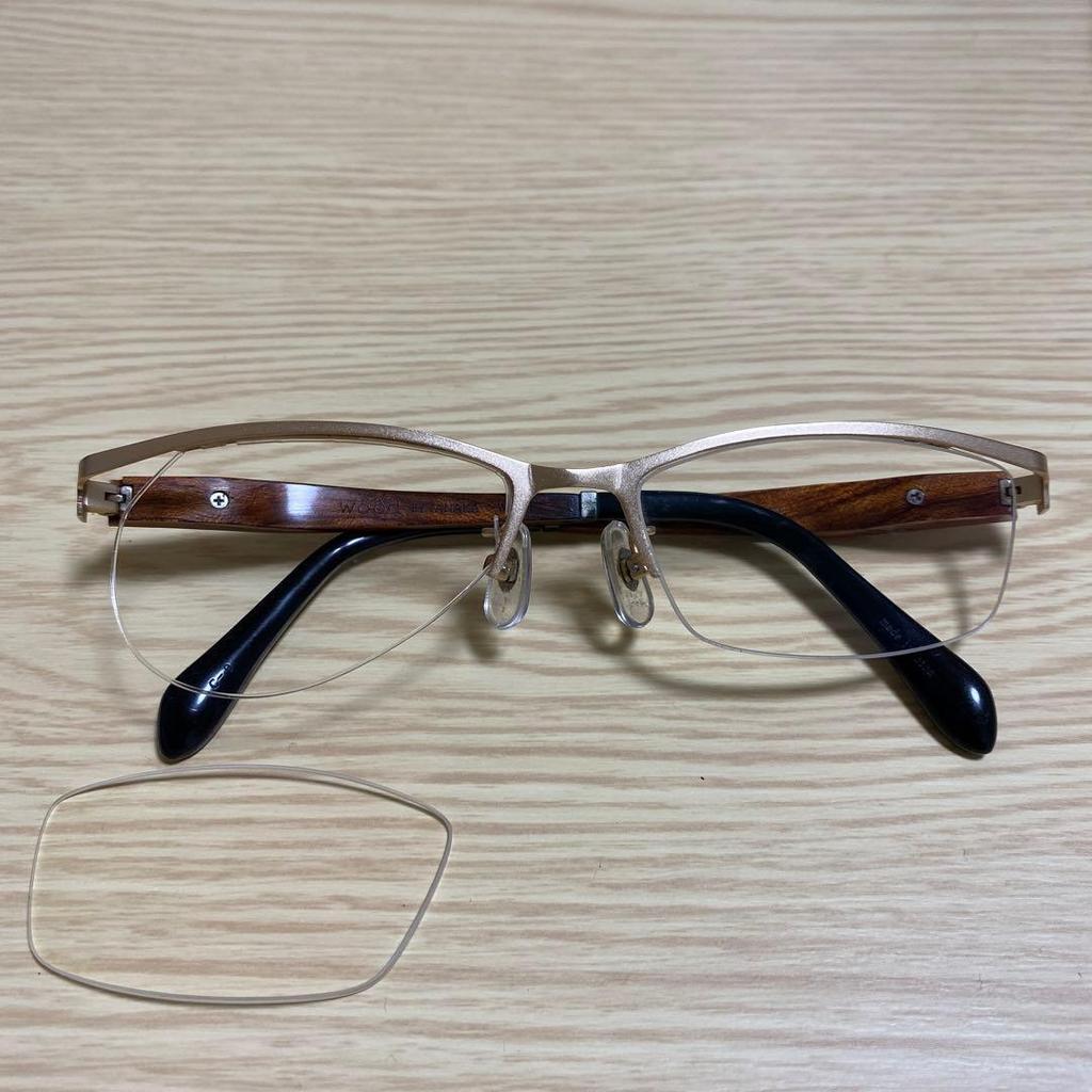 Used Glasses, Metal Frame, Natural Wood, No Prescription Lenses