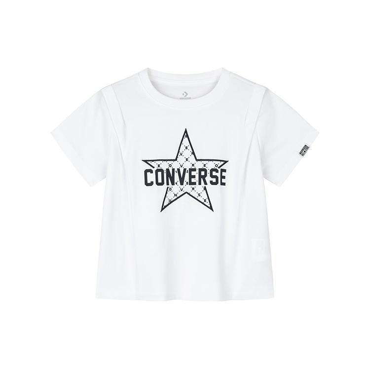 (WMNS) Converse Logo Printed T-Shirt Asia Sizing White Black Women s CV2422055GS-002 L