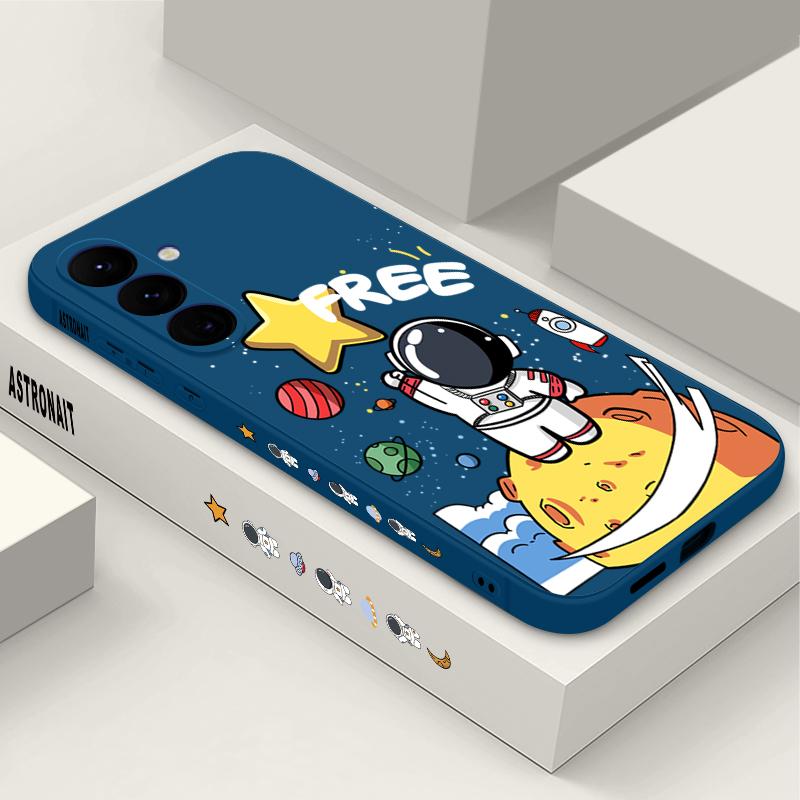 Soft TPU Lanyard Case For Samsung Galaxy S26 S24 S25 Ultra S23 S24 FE A17 A56 A55 A36 A15 A16 A25 5G Cute Astronaut Phone Cover