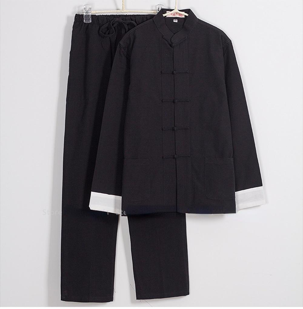 

Традиційний китайський стиль Чоловічі бавовняні лляні топи Штани Hanfu Tang Костюм Kung Fu Tai Chi Уніформа Східна мода Комплекти одягу S