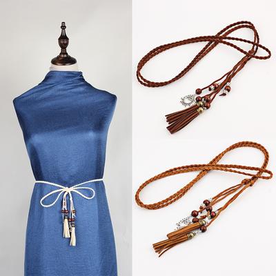 Mary Women's Waist Rope Fine Decorative Korean Style Hand-Woven Tail Waist Chain Fashion Knot All-Match Dress