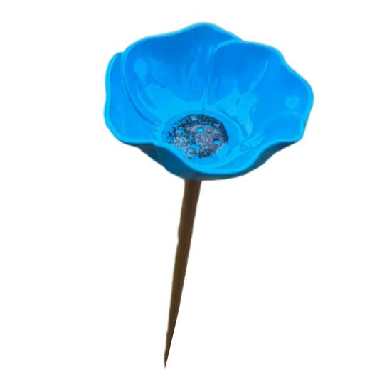 Metal Flower Garden Stake Pollinator Watering Station Mini Bird Bath Drinking Bowl for Bees Butterflies Birds Outdoor Yard
