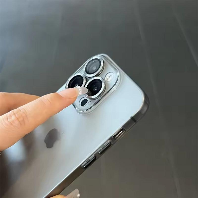 Luxury Matte Ultra Thin Soft TPU Case For iPhone 15 14  13 12 11 Pro Max Transparent Clear Metal Camera Protector Cover