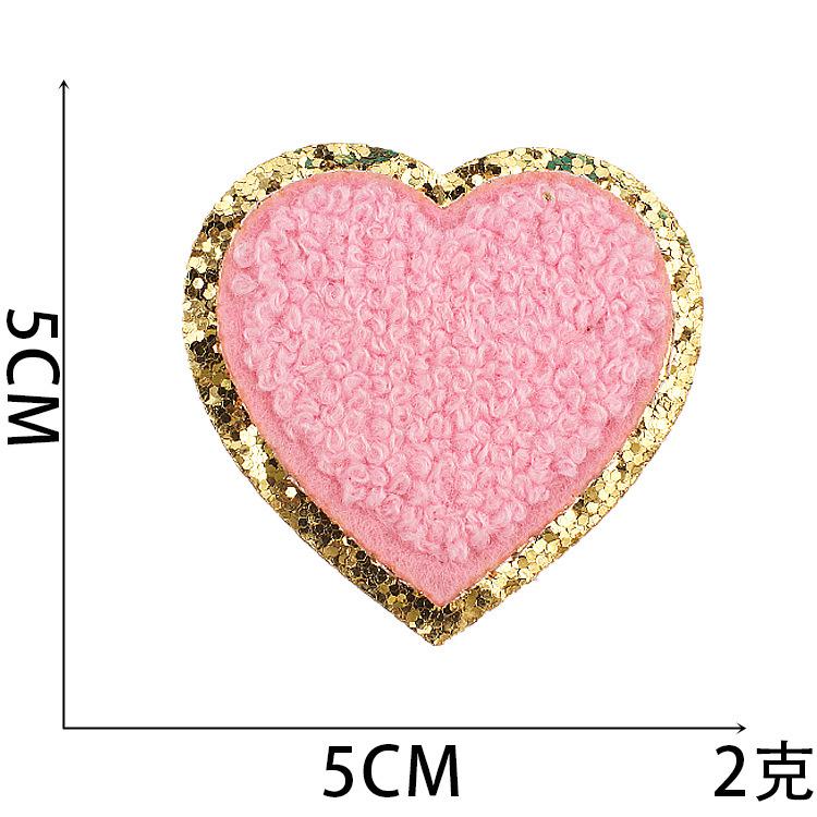 Hot-Selling Color Love Towel Embroidery Cloth Sticker Grit Embroidery Cloth Sticker Heart Patch Sticker Chenier Lightning Embroidery Chapter