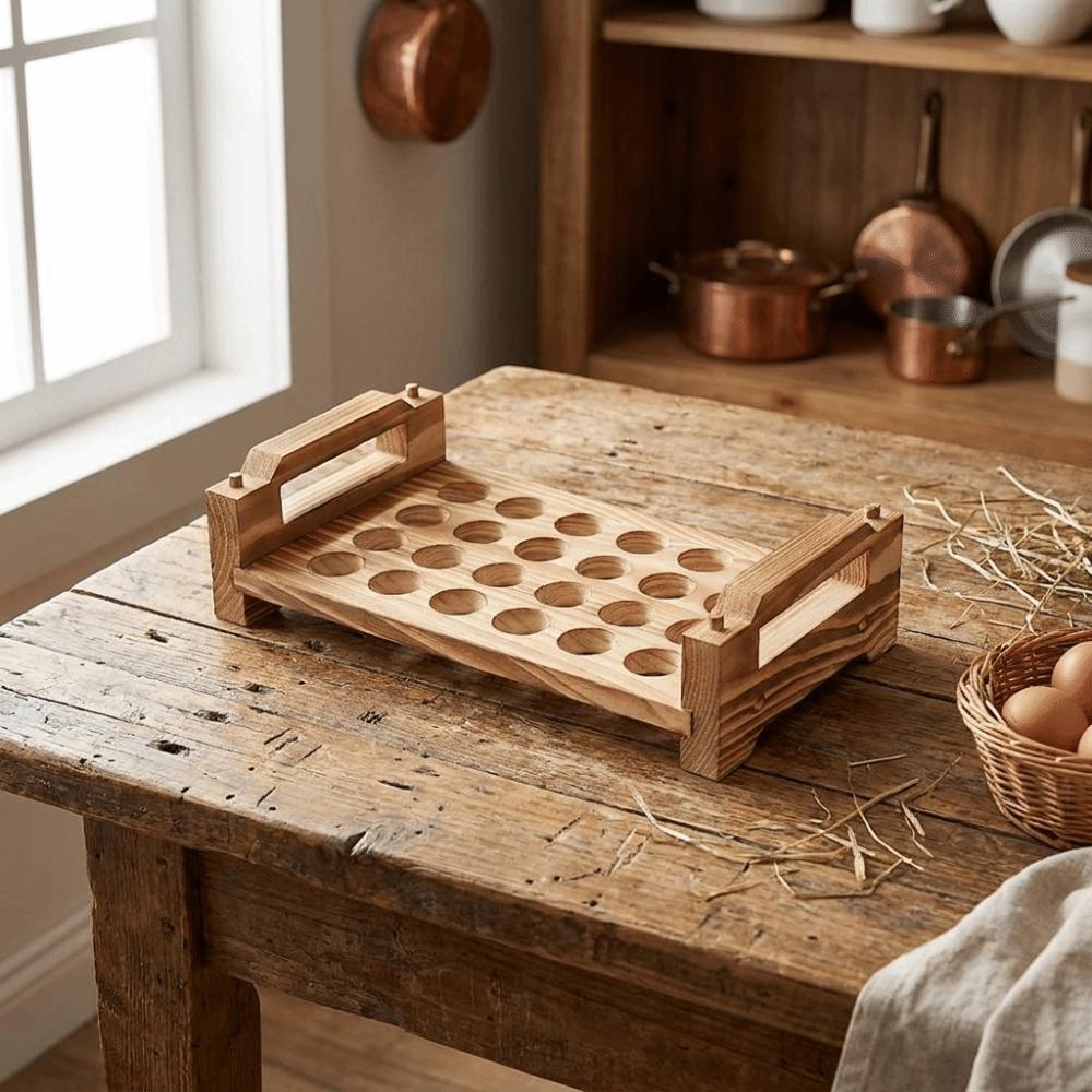 Large Capacity Wood Egg Holder Space Saving Egg Display Crates Egg Container Kitchen Countertop