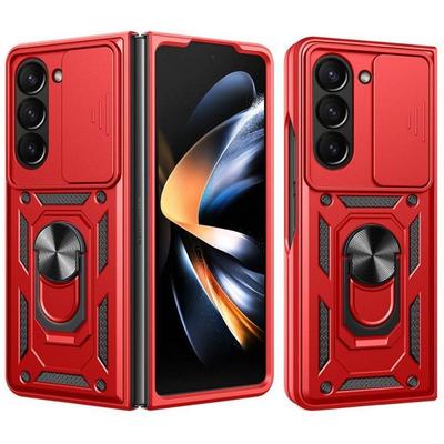 Protective Case - BOOLING - for Samsung Galxy Z Fold 7 - Red - Shockproof - Rotating Ring - Camera Protection