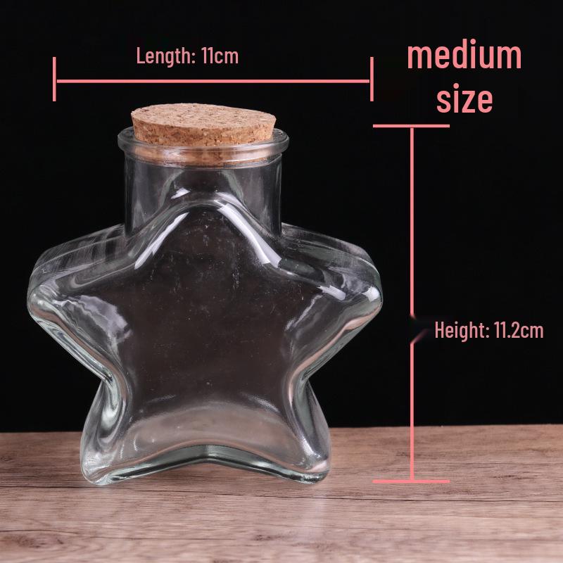 Creative Wishing Bottle with Cork Stopper - Transparent Mini Origami Star Glass Bottle for DIY Lucky Starry Sky.