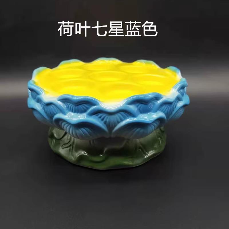 1PCS Ceramic Lotus Candlestick Household Buddha Seven Star Butter Lamp Holder Buddha Utensils