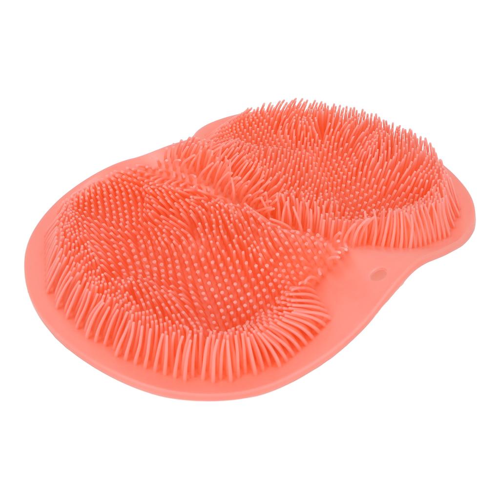 Shower Foot Scrubber Silicone Skid Resistance Shower Foot Massager Mat with Strong Suction Cups for Men Women Red