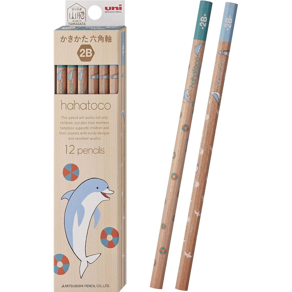 Mitsubishi Pencil Drawing Pencil Hatoko HT03 2B hahatoko Dolphin & Seagull 1 dozen K56342B