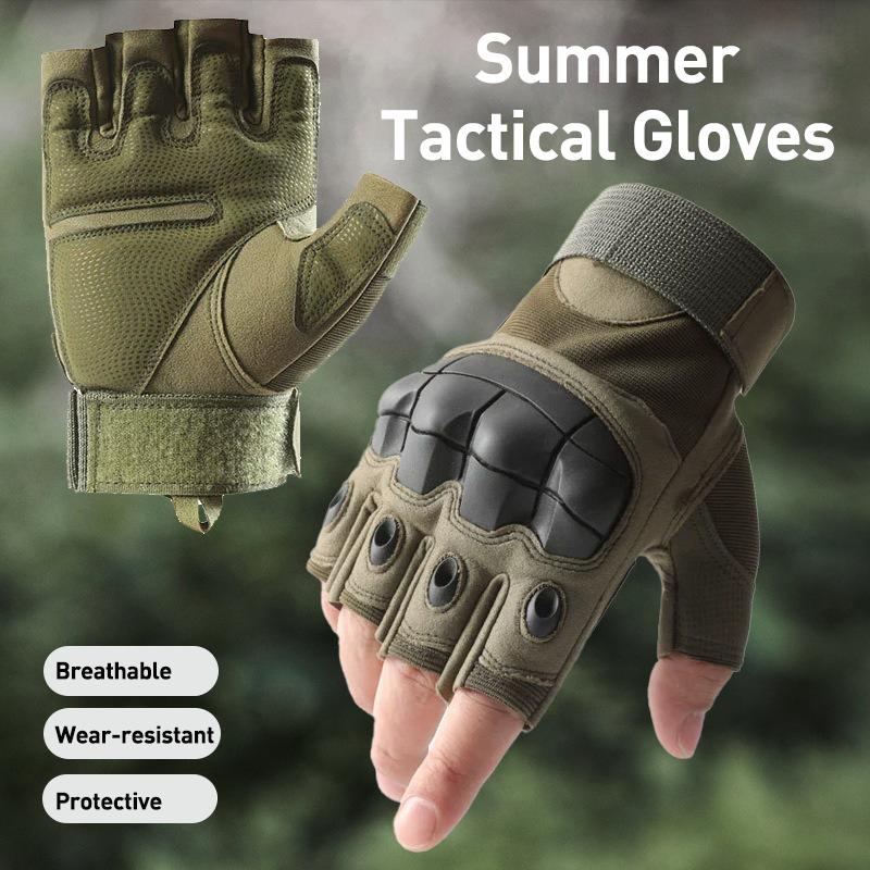 

Summer Half Finger Tactical Gloves Men Reinforce Palm Protective Durable Anti-slip Military Hunting Cycling Fingerless Gloves XL чорний