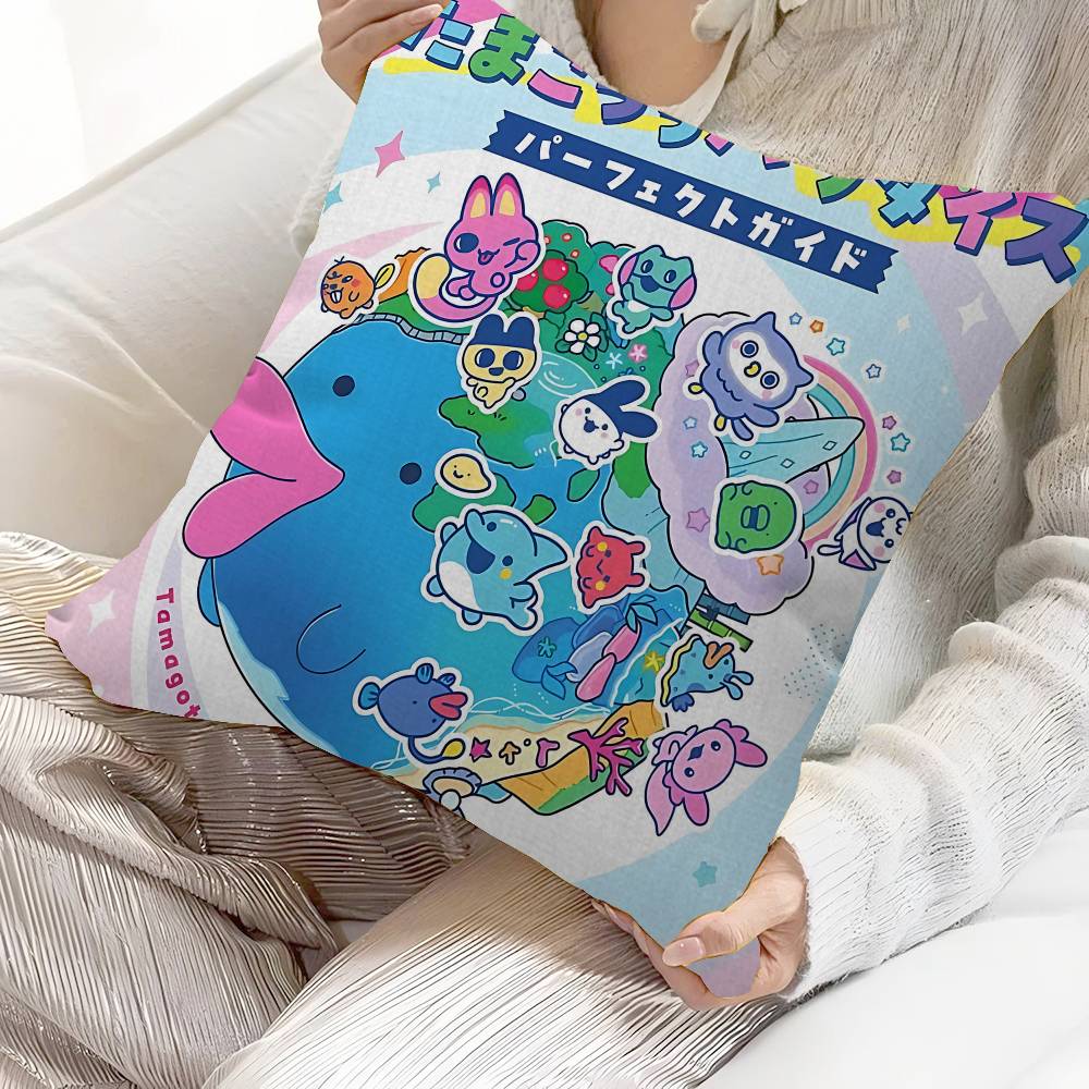 Classic T-Tamagotchi Cut Friend Game Pillow Covers Cartoon Sofa Decorative Home Double-Sided Printing Short Plush Cute Cushion