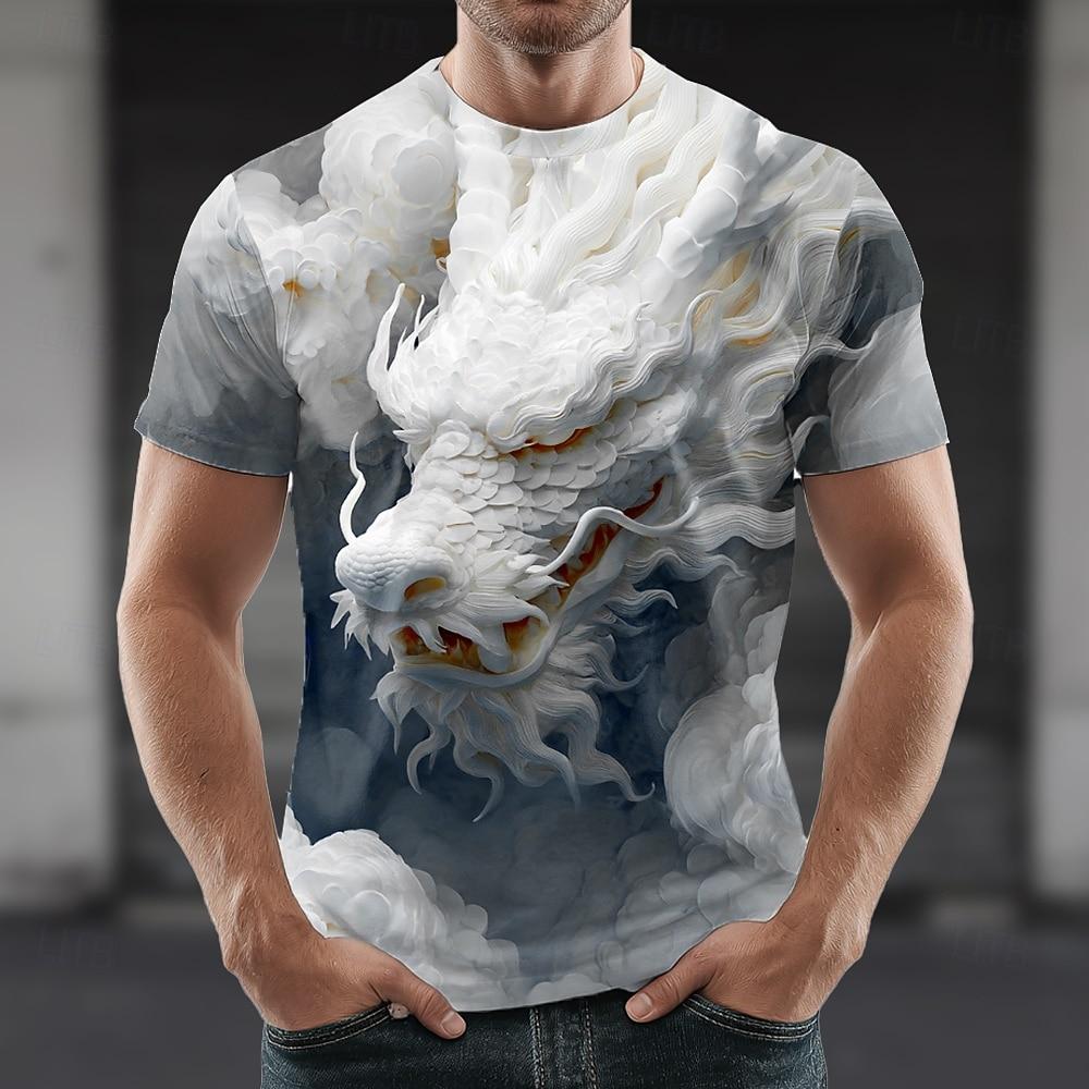 Herren Wolf Grafikdrucke Hemd T-Shirt Tee Kurzarm T-Shirt 3D Druck Rundhals Hemd Designer Freizeit Groß und Groß Täglich Urlaub Blau