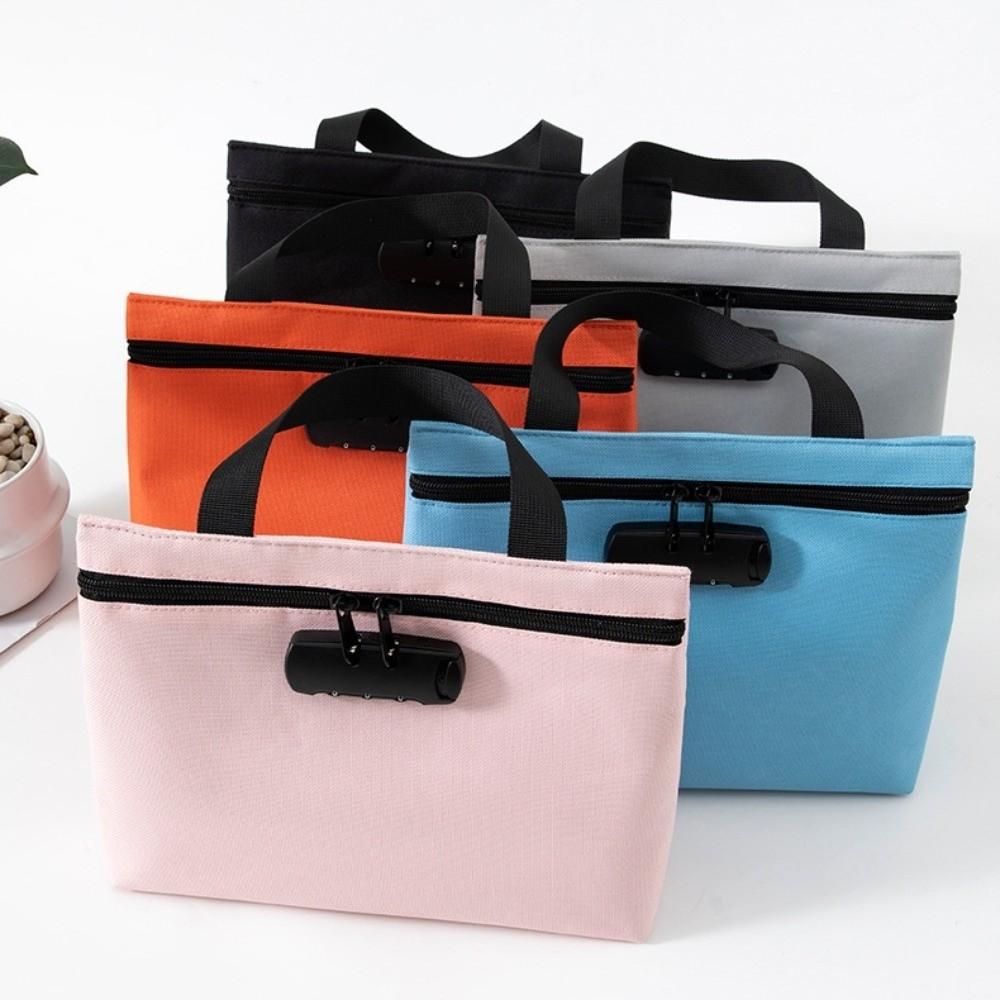 Canvas Bill Money Bag with Lock Zip Closure Security Document Bag Outdoor Activities