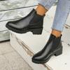 Women Boots Chunky Heel Platform British Style Thick Sole Med Heels Casual Chelsea Boots for Autumn and Winter Casual Footwear