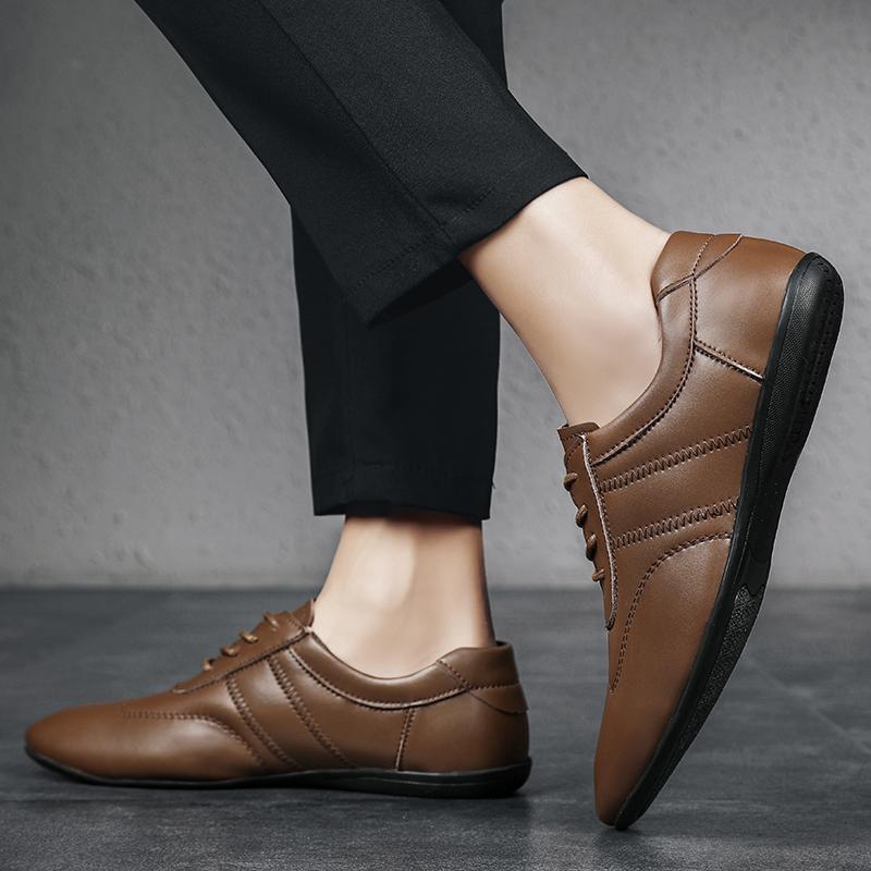 Fashion Business Office Leather Oxford Shoes Men Lace Up Adults Footwear Man Casual Shoe Classic Retro Style Daily Commute Casual Shoes