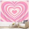 Cute Pink Heart Print Pattern Tapestry Home Bedroom Home Living Room Dormitory Wall Decor Background Cloth Tapestry