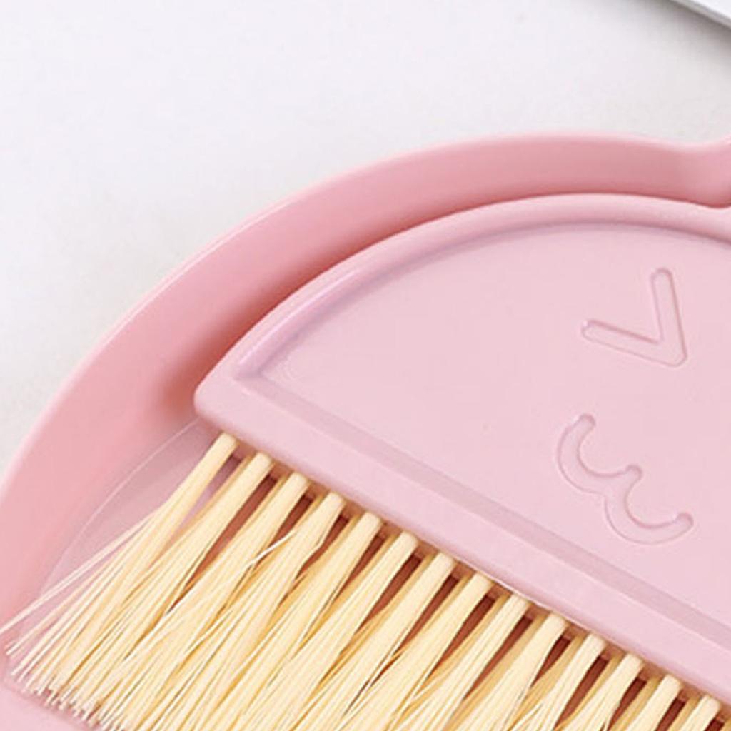 Desktop Broom Dustpan Kit Efficient Cleansing Dirts Removal Keyboard Cleaner Set for Computer Desk S Pink