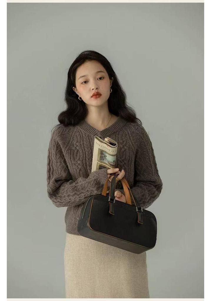 European Retro Cable Knit Wool Cardigan - Women's Early Spring Single-Breasted Sweater Coat