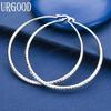 925 Sterling Silver 70mm Large Circle Pattern Pierced Earrings for Wedding Jewelry