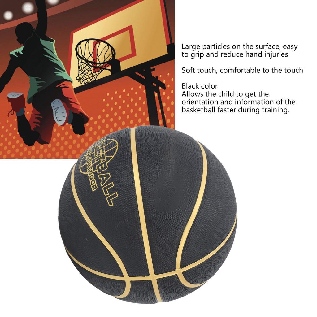 Ongwan Basketball, Large Grain, Sweat-Resistant Rubber, Black, Abrasion-Resistant, Teenage Training Basketball (Size 5 (22.6cm/8.9in))