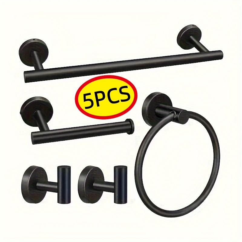 5-piece Wall Mounted Hardware Bathroom Accessories, Stainless Steel Towel Bar, Towel Ring, Toilet Paper Holder Hook Bathroom Kit