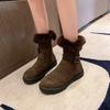 2025 New Women's Premium Snow Boots Suede Slip-On Ankle Boots with Metal Accents & Non-Slip Sole Winter Comfort Booties