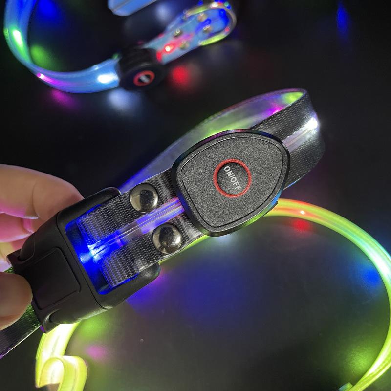 New Adjustable Led Glowing Pet Dog Collar PVC Waterproof  Anti Dirty Easy To Clean for Big Small Dogs Puppy Cat Luminous Collar