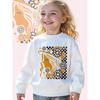 Kids Crewneck Sweatshirt, Retro Floral Whimsy Cute Graphic Print, Soft Comfort Long Sleeve Casual Pullover