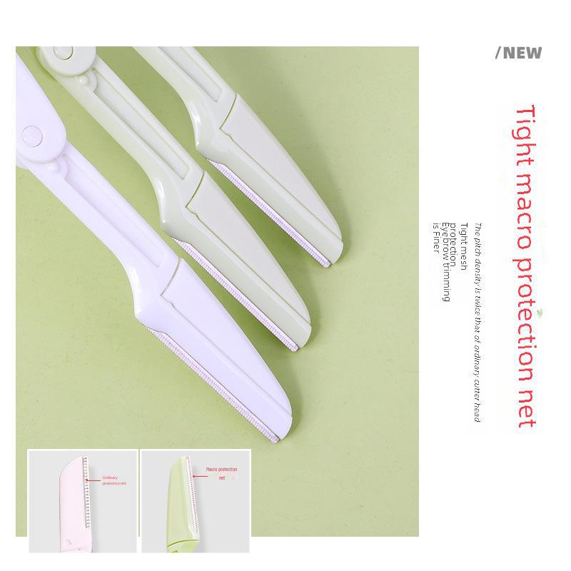 Kaqi Duoduo Macro Eyebrow Trimmer Set: 3 Folding Shaving Knives, Portable and Scratch-resistant, Model KK812.