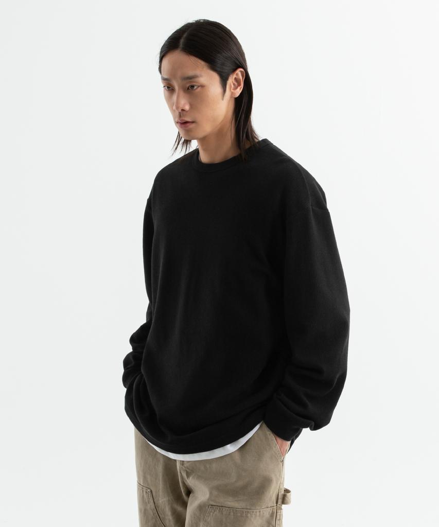 BRENSON ( Waffle ) Oversized Waffle Ribbed Long Sleeve Tee ( 4 Colors )