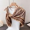 Simple Geometric Striped Satin Imitation Silk Printing Large Square Scarf Silk Scarf Shawl Headscarf Neck Protection Scarf Decorative Scarf