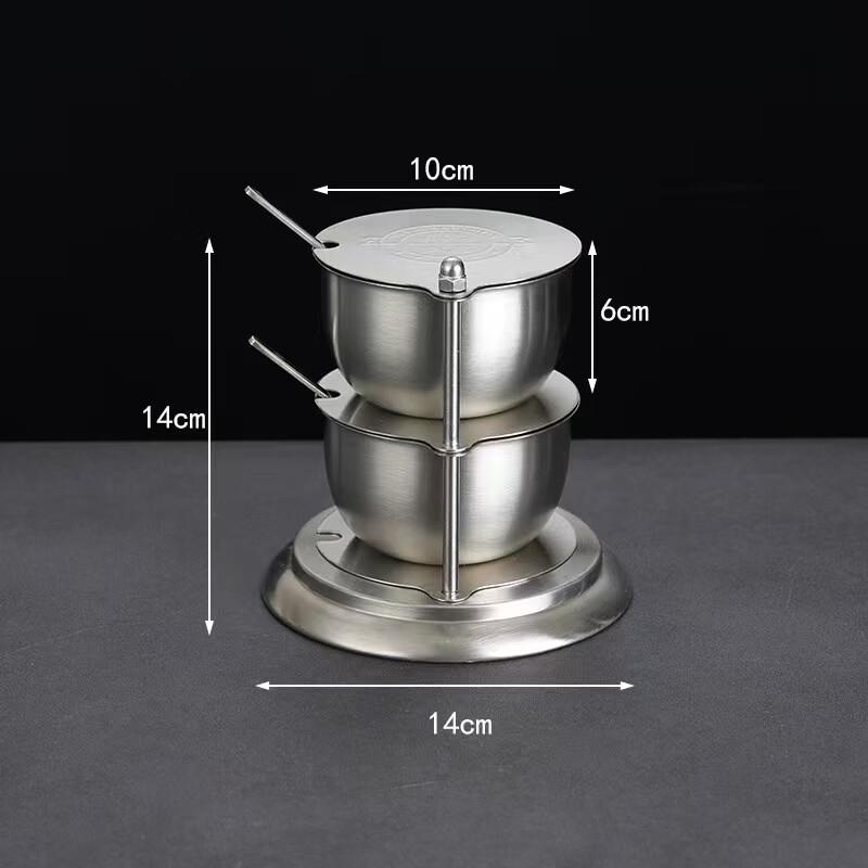 Two-Tier Rotary 304 Stainless Steel Seasoning Set