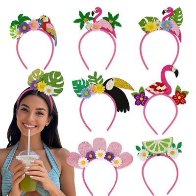 Sommer Hawaiianische Luau Stirnbänder Palme Flamingo Filz Strandparty Haarschmuck für Tropisches Themenparty Zubehör