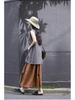 Women's Retro Cotton-Linen Elastic Waist Pleated Skirt - Summer 2023