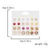 12Pairs/Set Fashion Geometric Stud Earrings Set For Women Love Heart Bowknot Rose Flower Star Moon Pearl Earrings Party Jewelry