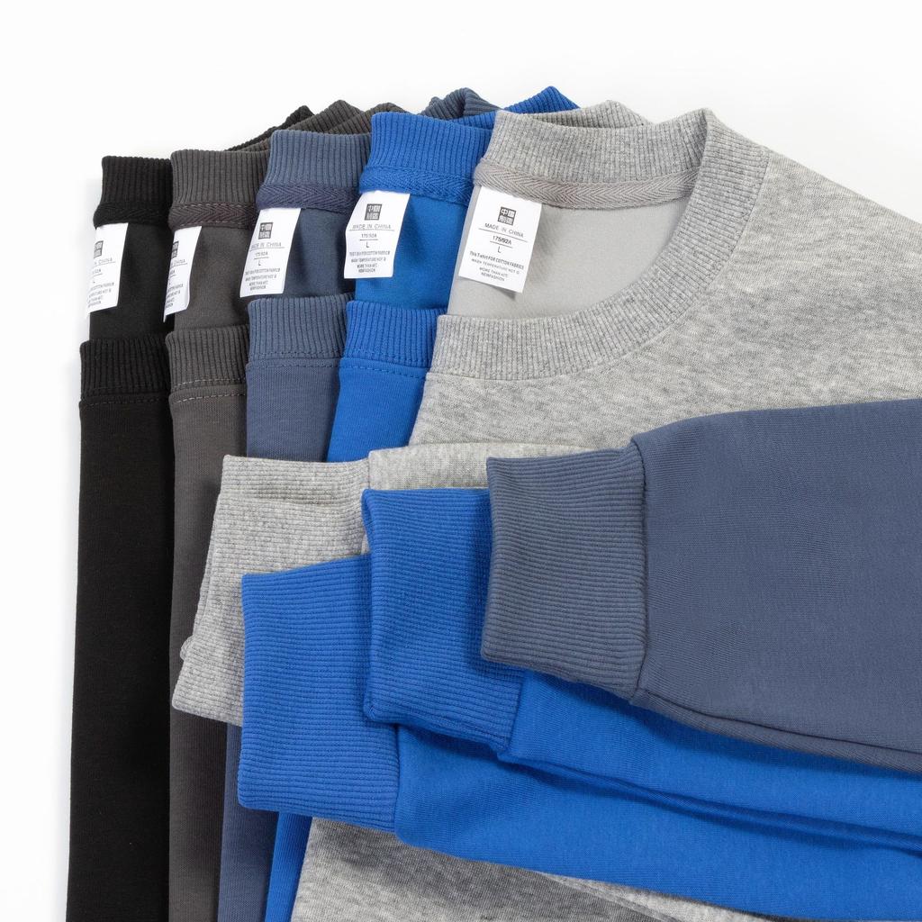 Fashion Loose Solid Color Men's Crew Neck Cotton-Blend Double-Faced Sweatshirt Women's Korean Style Casual Long-Sleeve Couple's Basic Sweatshirt