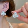 Korean Fashion Blue Butterfly Flower Earrings for Women Exquisite Elegant Pearl Stud Earring Wedding Party Luxury Jewelry Gift