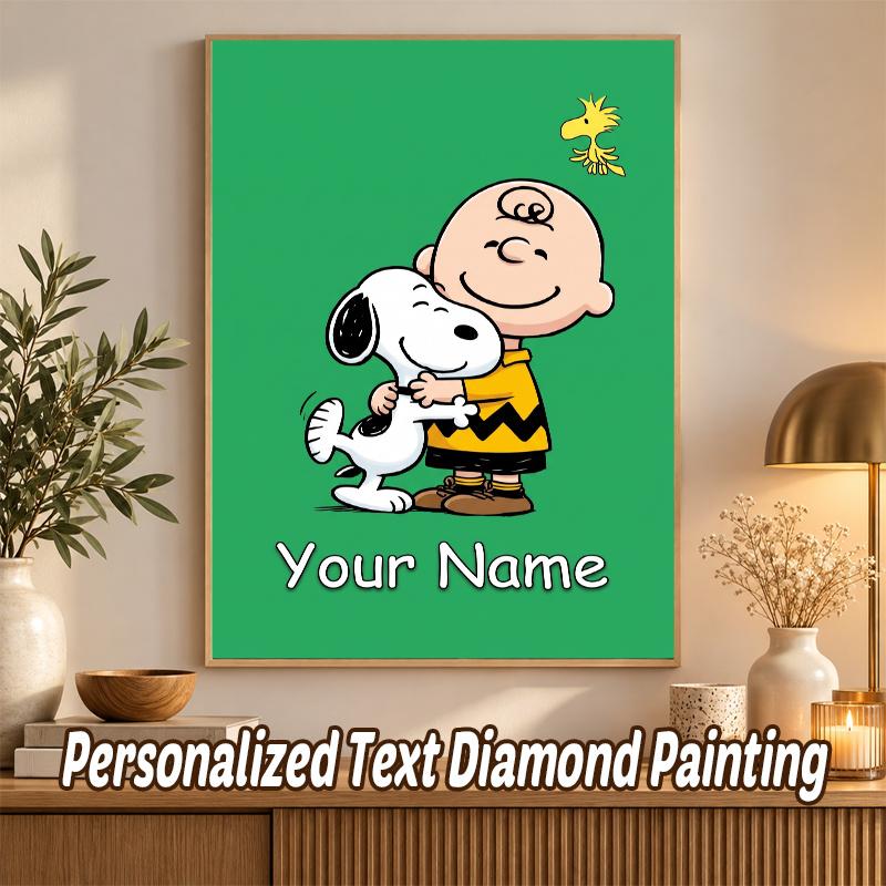 Snoopy Peanuts Custom Name Text 5D Diamond Painting Kit DIY Full Drill Diamond Art Decoration